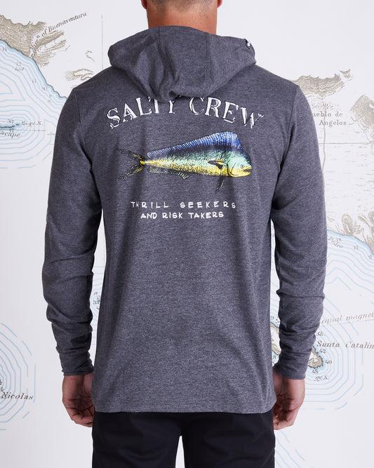 Salty Crew Sun Protection Apparel - El Dorado Charcoal Hood Tech Tee