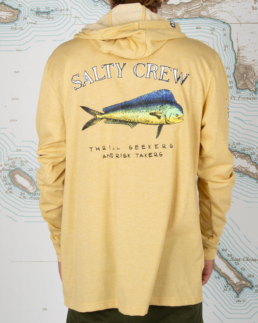 Salty crew Men's Sun Protection El Dorado Hood Kelp Tech Tee in Kelp