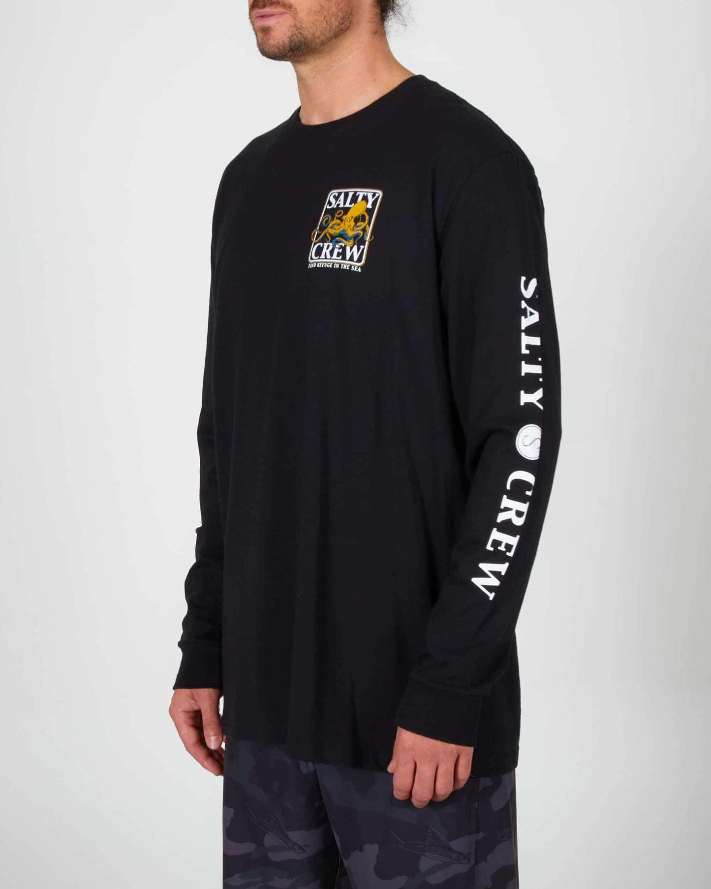 Salty crew T-SHIRTS L/S INK SLINGER STANDARD L/S TEE - Black in Black