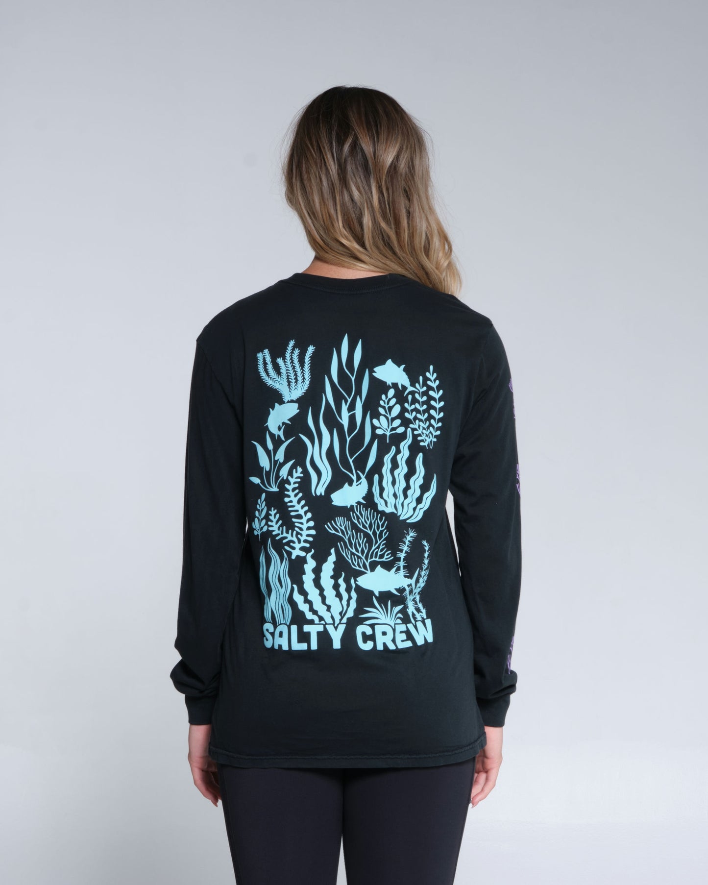 Salty crew T-SHIRTS L/S KELP FOREST BOYFRIEND LS - Faded Black in Faded Black