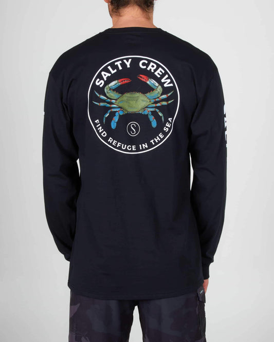 Salty crew T-SHIRTS L/S BLUE CRABBER PREMIUM L/S TEE - BLACK in BLACK