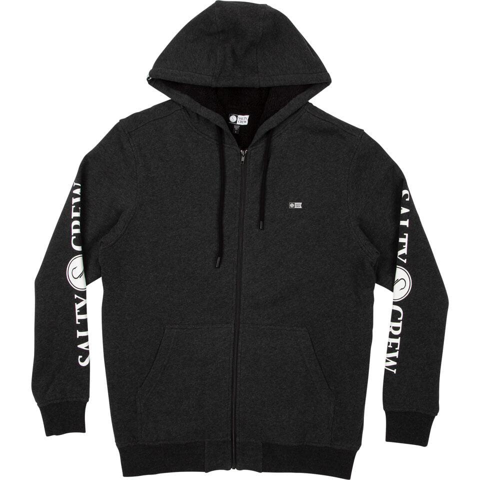 Salty Crew FLEECE CUSTOM Refuge Sherpa Zip Fleece in Black Heather