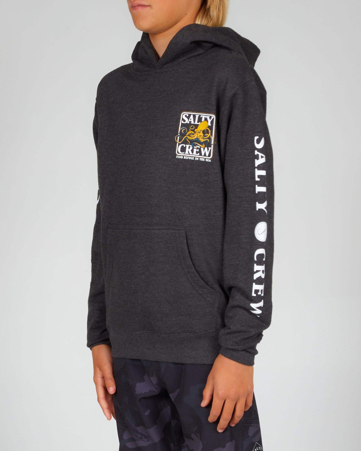 Salty crew FLEECE INK SLINGER BOYS FLEECE - CHARCOAL HEATHER in CHARCOAL HEATHER