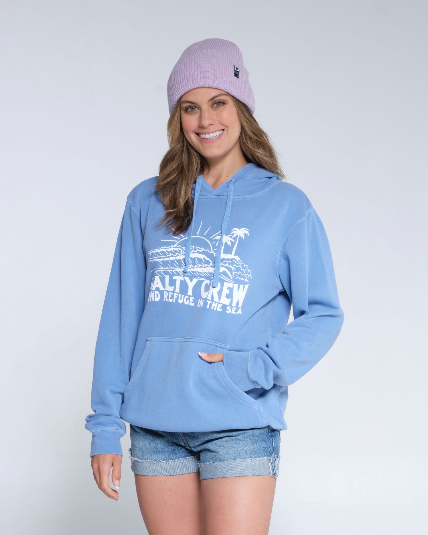 Salty crew FLEECE SHORE BREAK BOYFRIEND HOODY - Marine Blue in Marine Blue