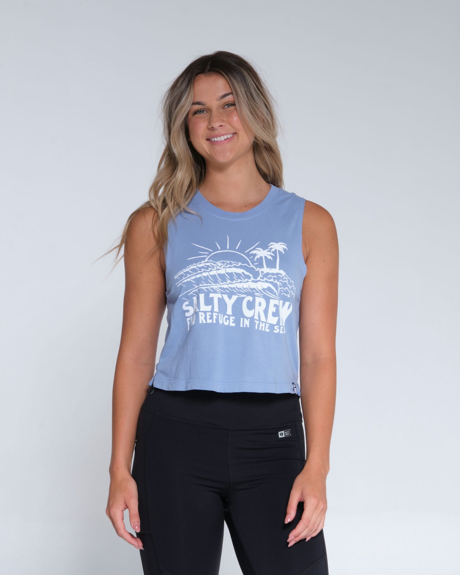 Salty crew TANK STANDARD SHOREBREAK CROPPED MUSCLE TANK - Marine Blue in Marine Blue