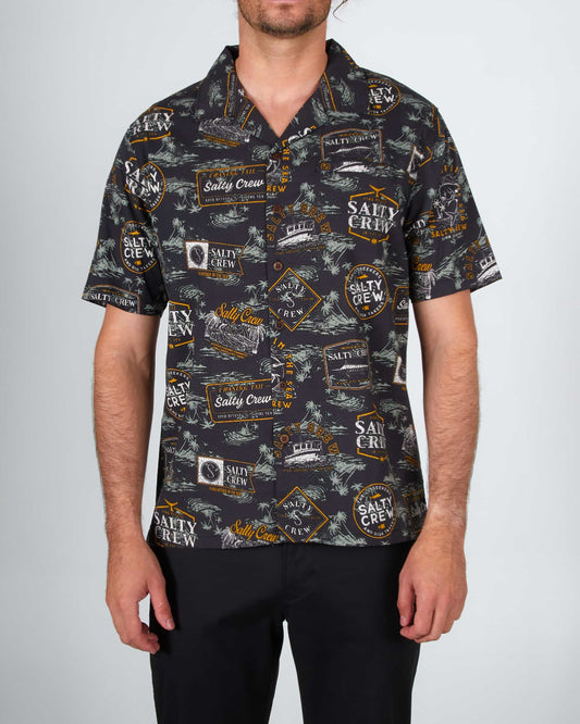 Salty crew WOVEN SHIRTS BEACH CLUB S/S WOVEN - Black in Black