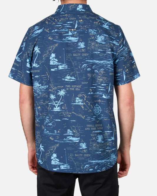 Salty crew WOVEN SHIRTS SEAFARER S/S TECH WOVEN - Navy in Navy