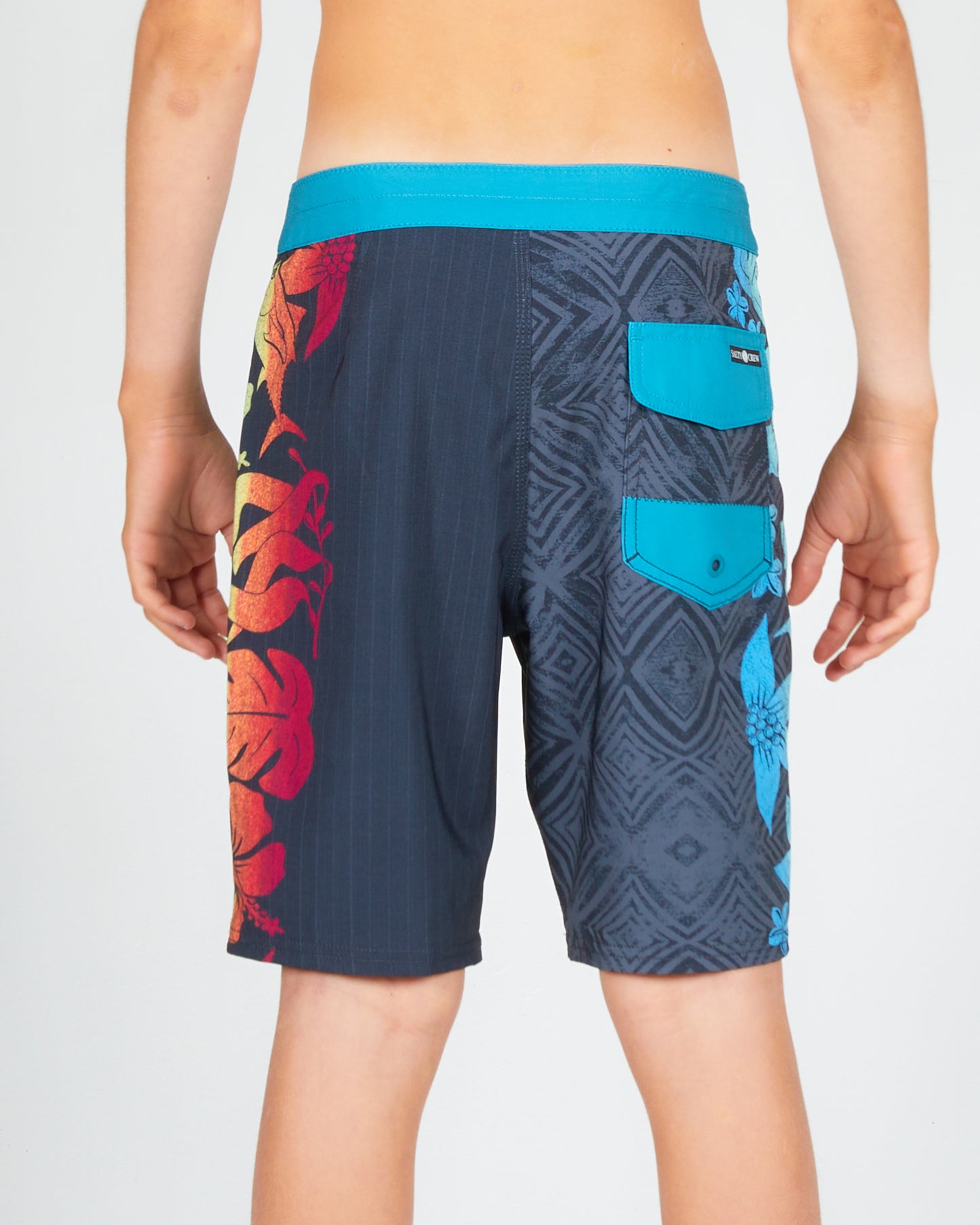 Cedros Boys Boardshort - Black/Aqua