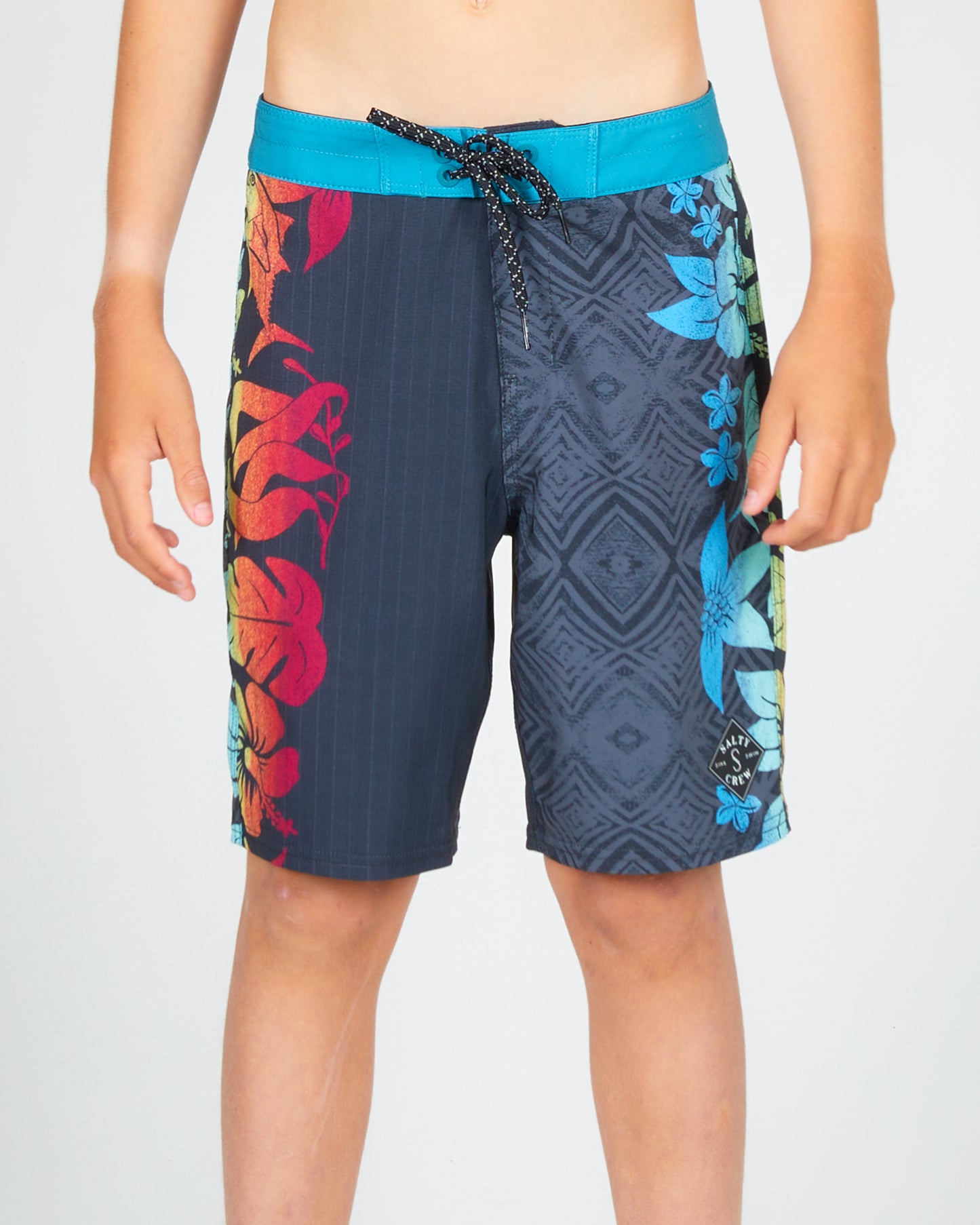 Cedros Boys Boardshort - Black/Aqua